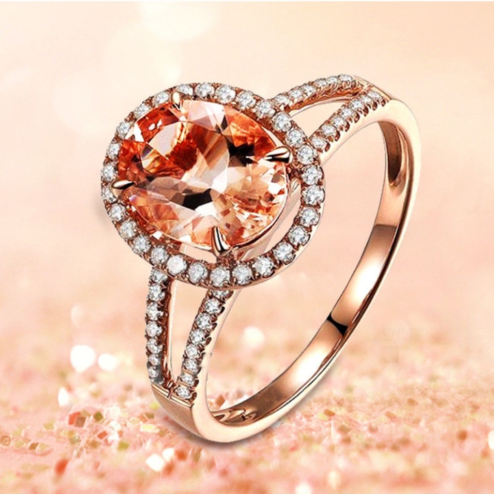 Rose Gold Filled Jewelry Crystal Ring Size 6